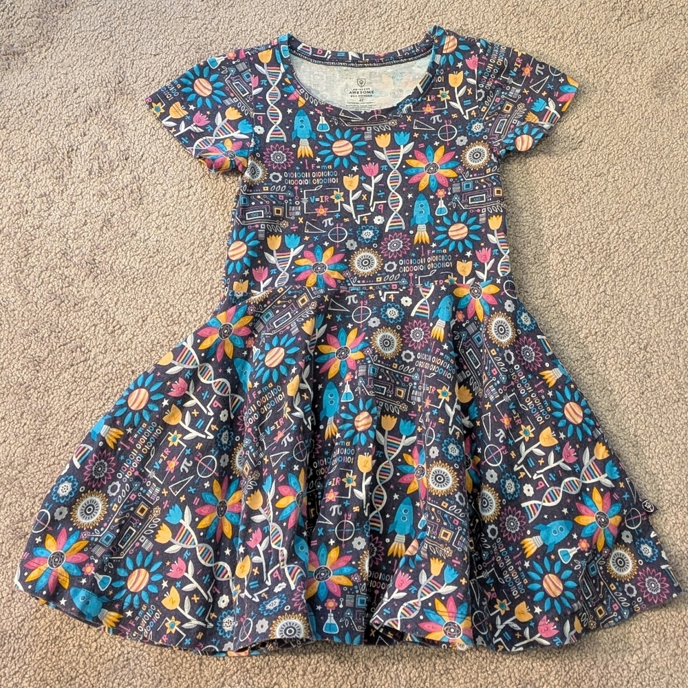 Princess Awesome Flower STEMs Super Twirler Dress with Pockets, size 4T